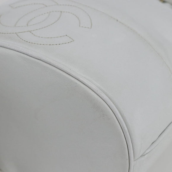 CHANEL COCO Mark Shoulder Bag Leather White Gold CC Auth 155741V