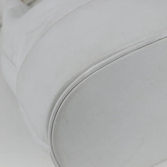 CHANEL COCO Mark Shoulder Bag Leather White Gold CC Auth 155741V