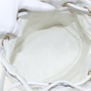 CHANEL COCO Mark Shoulder Bag Leather White Gold CC Auth 155741V-10