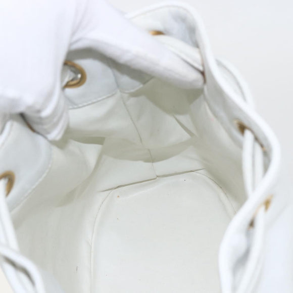 CHANEL COCO Mark Shoulder Bag Leather White Gold CC Auth 155741V