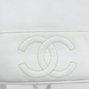 CHANEL COCO Mark Shoulder Bag Leather White Gold CC Auth 155741V-20
