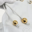 CHANEL COCO Mark Shoulder Bag Leather White Gold CC Auth 155741V-21