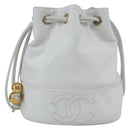 CHANEL COCO Mark Shoulder Bag Leather White Gold CC Auth 155741V-13