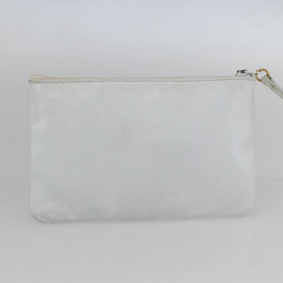 CHANEL COCO Mark Shoulder Bag Leather White Gold CC Auth 155741V