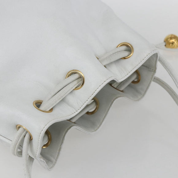 CHANEL COCO Mark Shoulder Bag Leather White Gold CC Auth 155741V