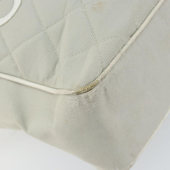 CHANEL Sports Line Matelasse Shoulder Bag Canvas Gray Silver CC Auth 155745