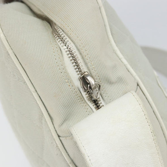 CHANEL Sports Line Matelasse Shoulder Bag Canvas Gray Silver CC Auth 155745