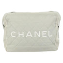 CHANEL Sports Line Matelasse Shoulder Bag Canvas Gray Silver CC Auth 155745-2