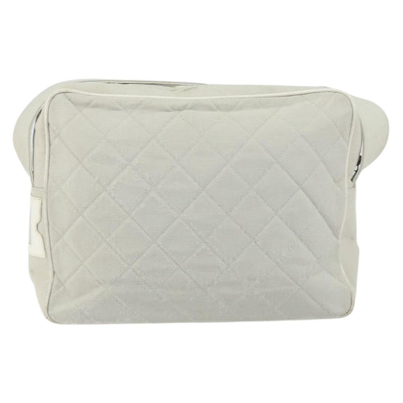 CHANEL Sports Line Matelasse Shoulder Bag Canvas Gray Silver CC Auth 155745