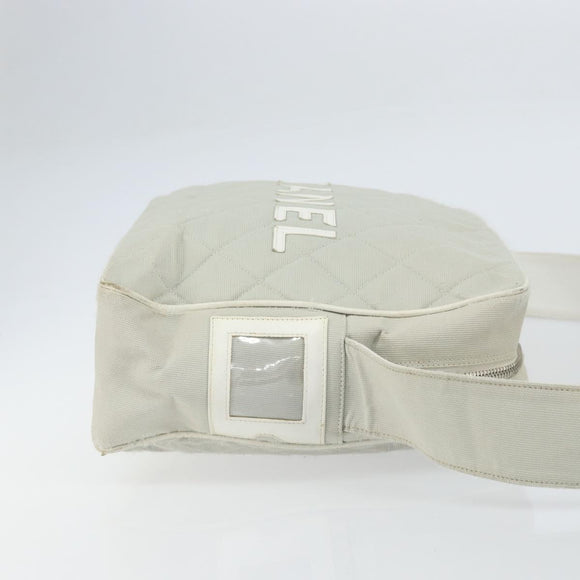 CHANEL Sports Line Matelasse Shoulder Bag Canvas Gray Silver CC Auth 155745