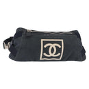 CHANEL Sports Line Waist bag Canvas Navy Silver CC Auth 155746-1