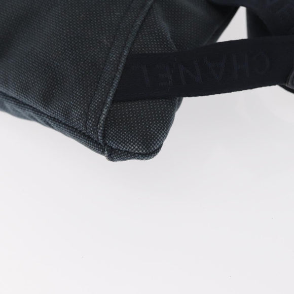 CHANEL Sports Line Waist bag Canvas Navy Silver CC Auth 155746