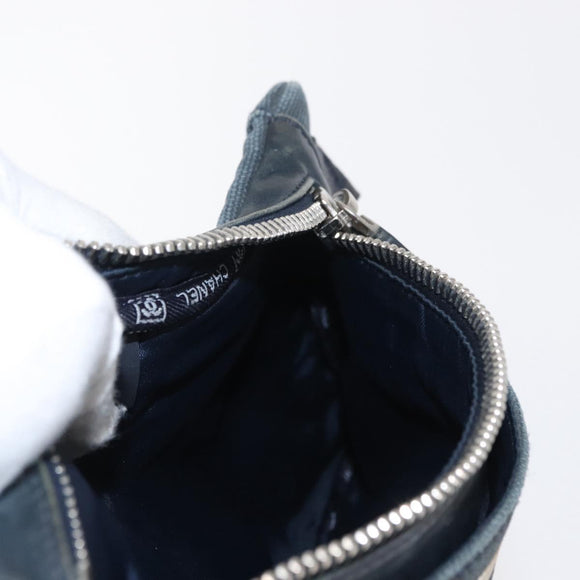 CHANEL Sports Line Waist bag Canvas Navy Silver CC Auth 155746