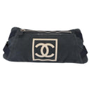CHANEL Sports Line Waist bag Canvas Navy Silver CC Auth 155746-13