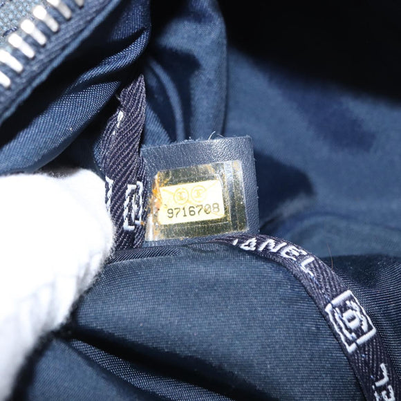 CHANEL Sports Line Waist bag Canvas Navy Silver CC Auth 155746