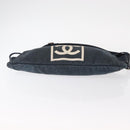CHANEL Sports Line Waist bag Canvas Navy Silver CC Auth 155746-5