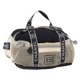 CHANEL Sports Line Waist Bag Nylon Navy Silver CC Auth 155747