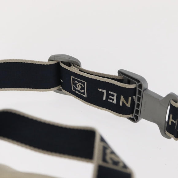 CHANEL Sports Line Waist Bag Nylon Navy Silver CC Auth 155747