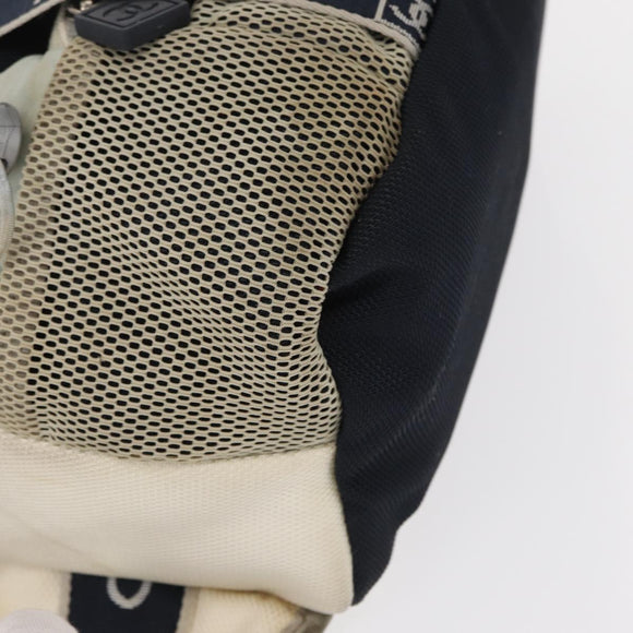 CHANEL Sports Line Waist Bag Nylon Navy Silver CC Auth 155747