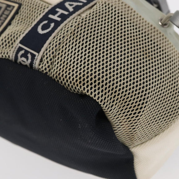 CHANEL Sports Line Waist Bag Nylon Navy Silver CC Auth 155747