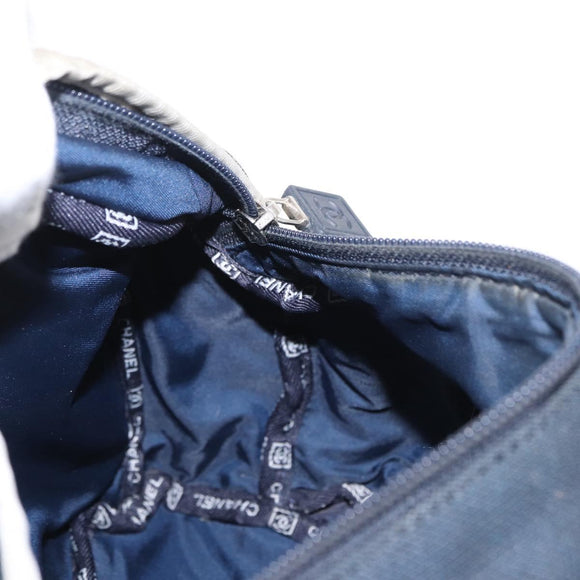 CHANEL Sports Line Waist Bag Nylon Navy Silver CC Auth 155747
