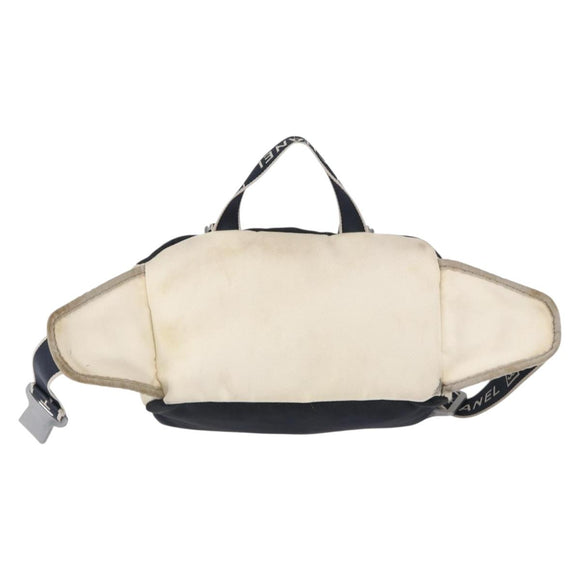 CHANEL Sports Line Waist Bag Nylon Navy Silver CC Auth 155747