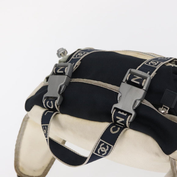CHANEL Sports Line Waist Bag Nylon Navy Silver CC Auth 155747