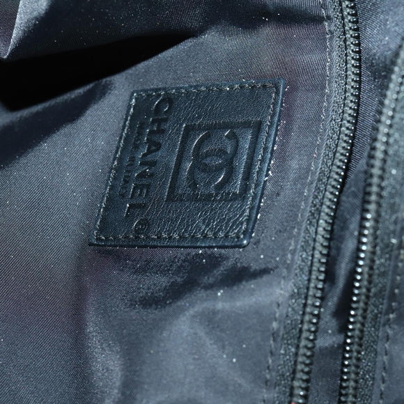 CHANEL Sports Line Shoulder Bag Canvas Beige Silver CC Auth 155748