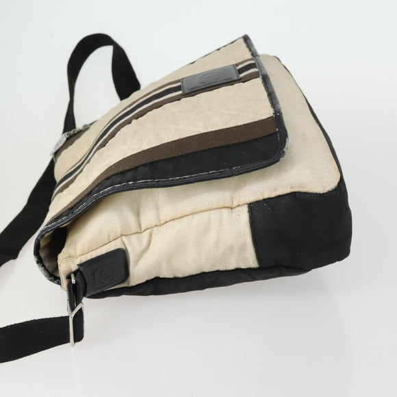 CHANEL Sports Line Shoulder Bag Canvas Beige Silver CC Auth 155748