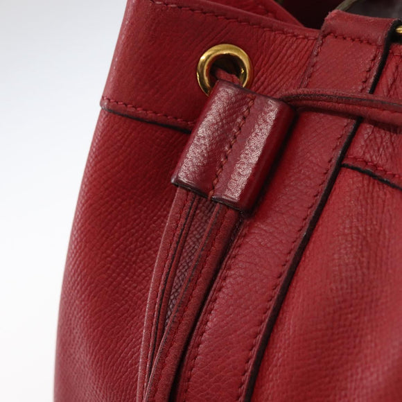 HERMES Courchevel Market GM Shoulder Bag Leather Red Gold Auth 155764