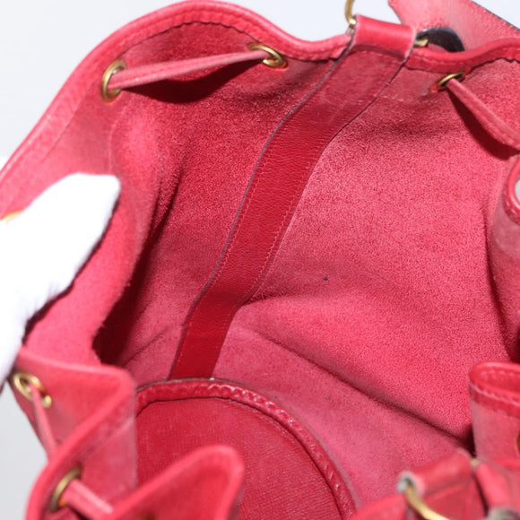 HERMES Courchevel Market GM Shoulder Bag Leather Red Gold Auth 155764