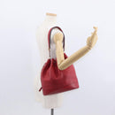 HERMES Courchevel Market GM Shoulder Bag Leather Red Gold Auth 155764-20