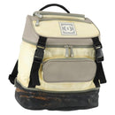 CHANEL Sports Line COCO Mark Backpack Nylon Leather Beige Silver CC Auth 155765-1