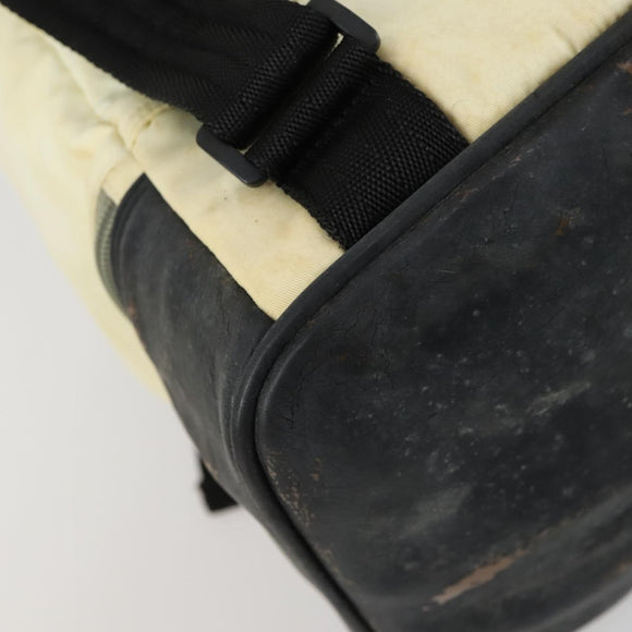 CHANEL Sports Line COCO Mark Backpack Nylon Leather Beige Silver CC Auth 155765