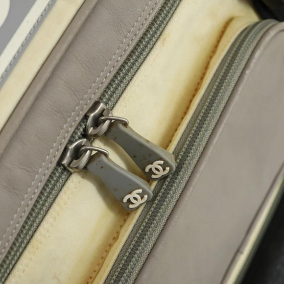 CHANEL Sports Line COCO Mark Backpack Nylon Leather Beige Silver CC Auth 155765