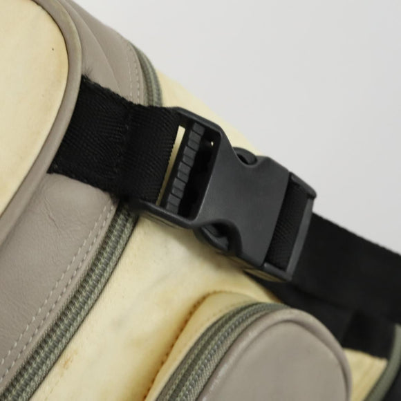 CHANEL Sports Line COCO Mark Backpack Nylon Leather Beige Silver CC Auth 155765