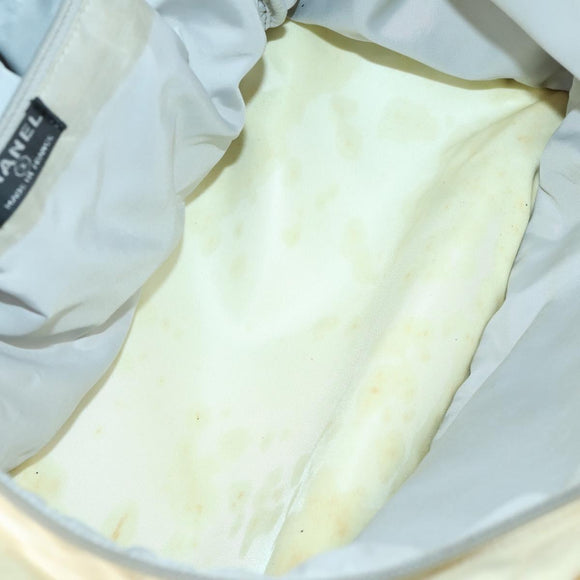 CHANEL Sports Line COCO Mark Backpack Nylon Leather Beige Silver CC Auth 155765