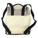 CHANEL Sports Line COCO Mark Backpack Nylon Leather Beige Silver CC Auth 155765-2