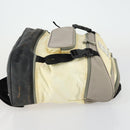 CHANEL Sports Line COCO Mark Backpack Nylon Leather Beige Silver CC Auth 155765-4