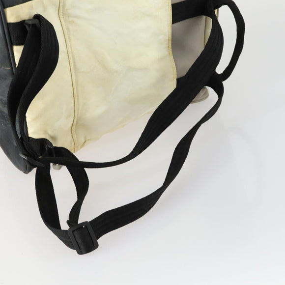 CHANEL Sports Line COCO Mark Backpack Nylon Leather Beige Silver CC Auth 155765