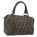 FENDI Zucca Canvas Hand Bag Black Brown Auth 155769-1