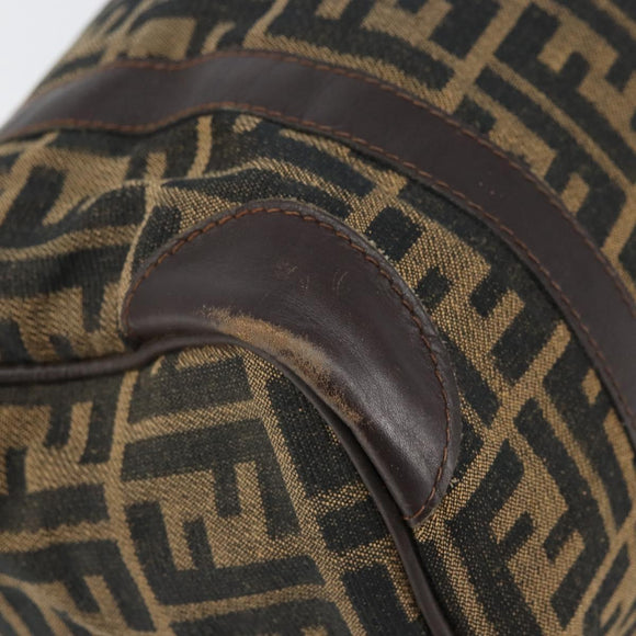 FENDI Zucca Canvas Hand Bag Black Brown Auth 155769