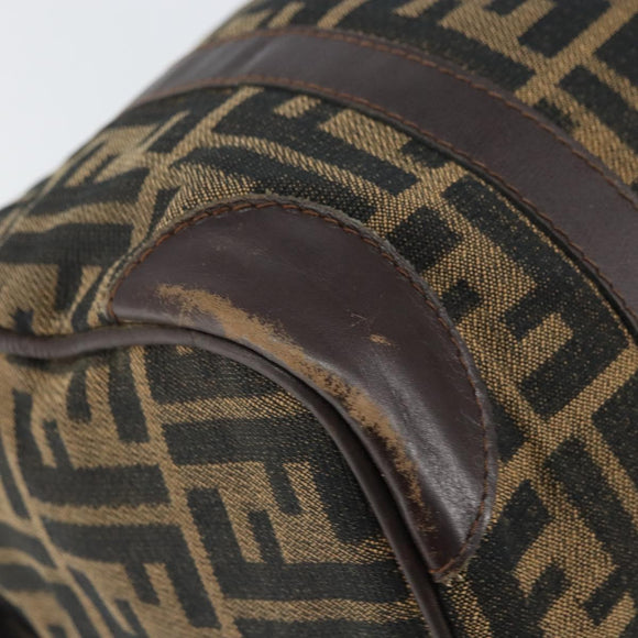 FENDI Zucca Canvas Hand Bag Black Brown Auth 155769