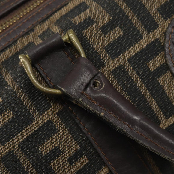 FENDI Zucca Canvas Hand Bag Black Brown Auth 155769