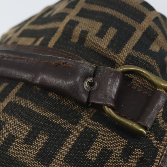 FENDI Zucca Canvas Hand Bag Black Brown Auth 155769