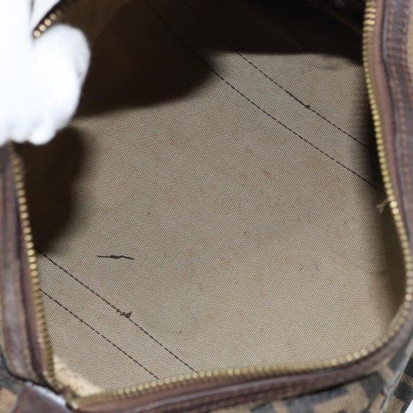 FENDI Zucca Canvas Hand Bag Black Brown Auth 155769