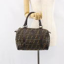 FENDI Zucca Canvas Hand Bag Black Brown Auth 155769-22