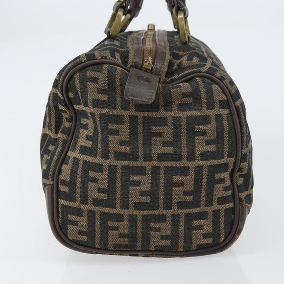 FENDI Zucca Canvas Hand Bag Black Brown Auth 155769