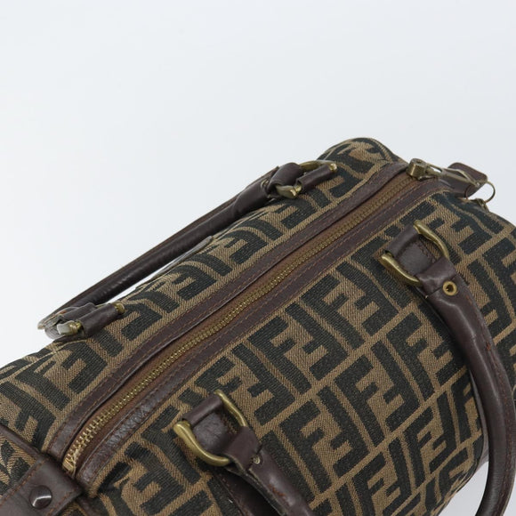 FENDI Zucca Canvas Hand Bag Black Brown Auth 155769