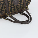 FENDI Zucca Canvas Hand Bag Black Brown Auth 155769-7